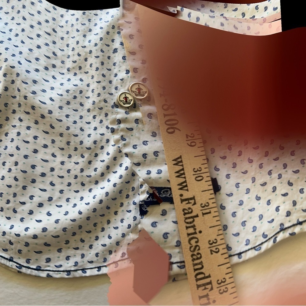 ENGLISH LAUNDRY BUTTON UP DRESS SHIRT WHITE W/ BLUE PATTERNS MENS SIZE MEDIUM - Picture 9 of 12
